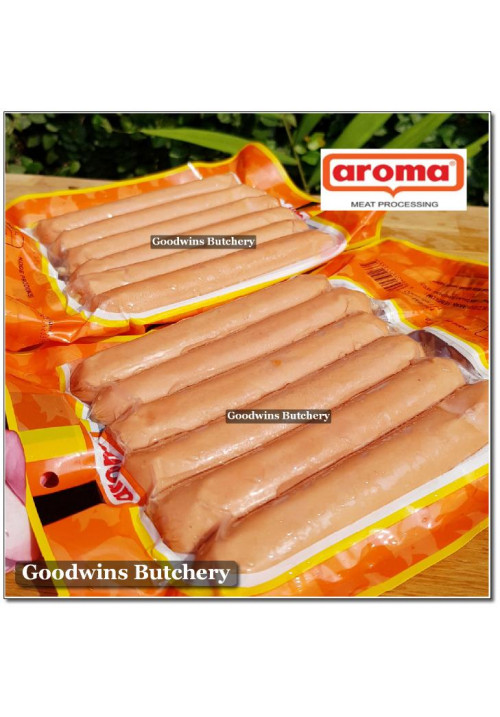 Pork Bali Aroma sausage FRANKFURTER SAUSAGES frozen +/- 13cm 5" 6pcs 250g